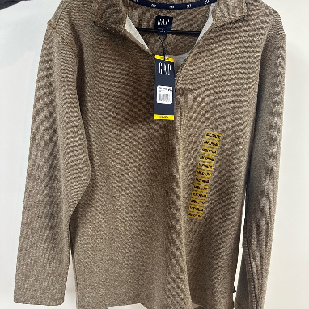 GAP Men's Tan 1/4 Zip-Up Sweater